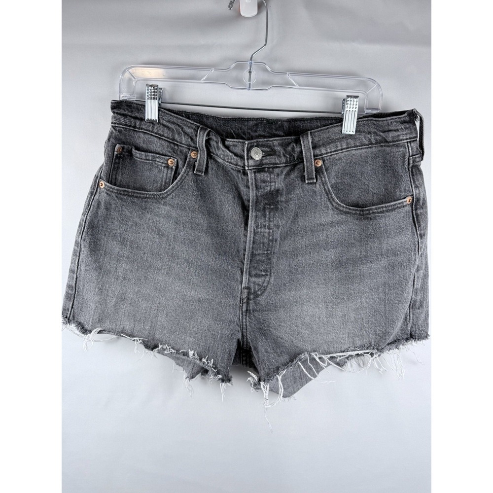 Levi's 501 Women's Gray Denim Cut Off Shorts Button Fly Waist 33" High Rise